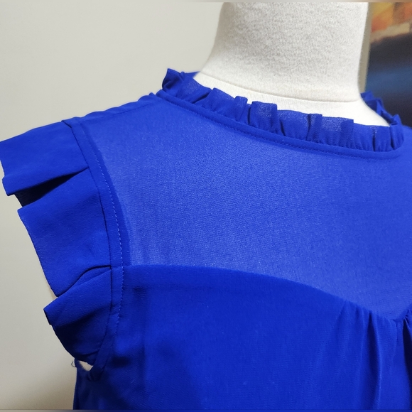Cobalt blue Monteau size medium sleeveless blouse - Picture 5 of 8